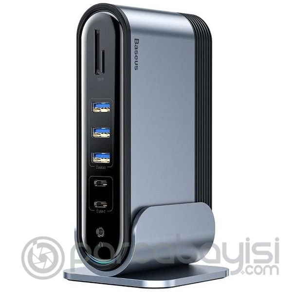 Baseus Working Station 17in Type-C to HDMI-RJ45-USB-SD-TF-3.5mm+Şarj Aleti
