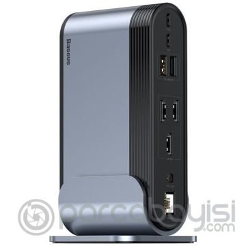 Baseus Working Station 17in Type-C to HDMI-RJ45-USB-SD-TF-3.5mm+Şarj Aleti