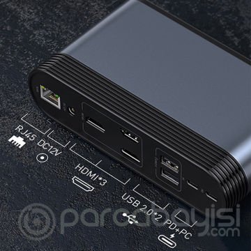 Baseus Working Station 17in Type-C to HDMI-RJ45-USB-SD-TF-3.5mm+Şarj Aleti
