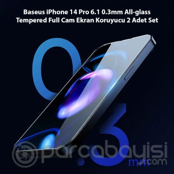 Baseus iPhone 14 Pro 6.1 0.3mm All-glass Tempered Full Cam Ekran Koruyucu 2 Adet Set