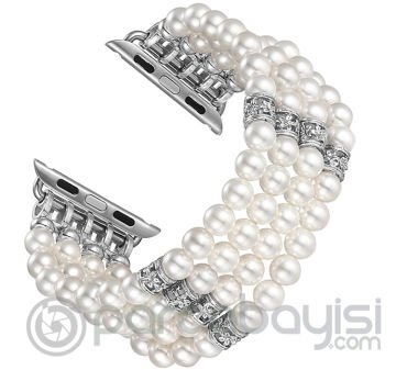 Ally Apple Watch 7-8 45mm 6-5-4 44mm Full Boncuk Taşlı Kordon Kayış 3-2-1 42mm