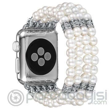 Ally Apple Watch 7-8 45mm 6-5-4 44mm Full Boncuk Taşlı Kordon Kayış 3-2-1 42mm