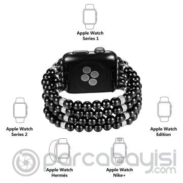 Ally Apple Watch 7-8 45mm 6-5-4 44mm Full Boncuk Taşlı Kordon Kayış 3-2-1 42mm