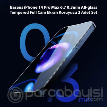 Baseus iPhone 14 Pro Max 6.7 0.3mm All-glass Tempered Full Cam Ekran Koruyucu 2 Adet Set