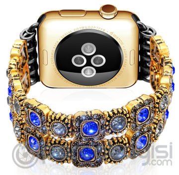 Ally Apple Watch 7-8 45mm 6-5-4 44mm Mavi Elmas Taşlı Kordon Kayış 3-2-1 42mm