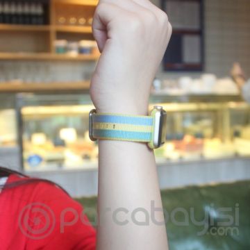 Ally Apple Watch 7-8 45mm 6-5-4 44mm Kayış Kordon Çizgili Nylon Premium 3-2-1 42mm