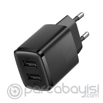 Baseus Compact Dual USB Çıkışlı 10.5W Hızlı Şarj Cihazı