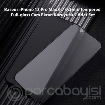Baseus iPhone 13 Pro Max 6.7 0.3mm Tempered Full-glass Cam Ekran Koruyucu 2 Adet Set