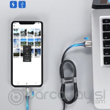 Baseus Horizontal İPhone 12,11, XS,XR,İP7,İP8 0.50CM 2.4A Hızlı Şarj Usb Kablosu