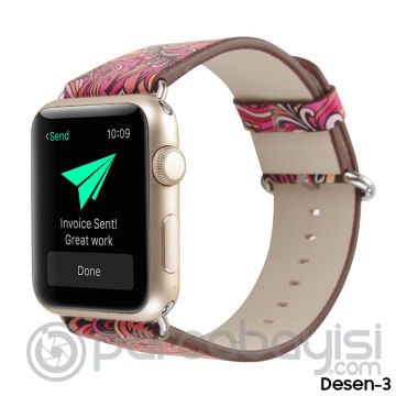 Ally Apple Watch 7-8 45mm 6-5-4 44mm Döngü Desenli Pu Deri Kordon Kayış 3-2-1 42mm