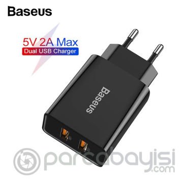 BASEUS Speed Mini Dual USB Çıkışlı 10.5W Hızlı Şarj Cihazı