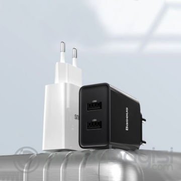 BASEUS Speed Mini Dual USB Çıkışlı 10.5W Hızlı Şarj Cihazı