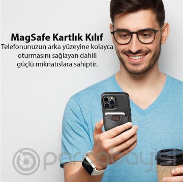Dux Ducis İPhone 15-14-13-12ler için PU Deri Cüzdan Magsafe Kartlık Cüzdan Kılıf