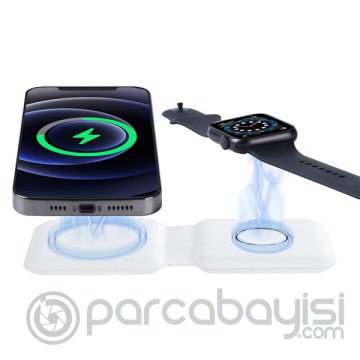 ALLY Q500 2in1 15W Magnetic MagSafe Duo Wireless Kablosuz Şarj Cihazı