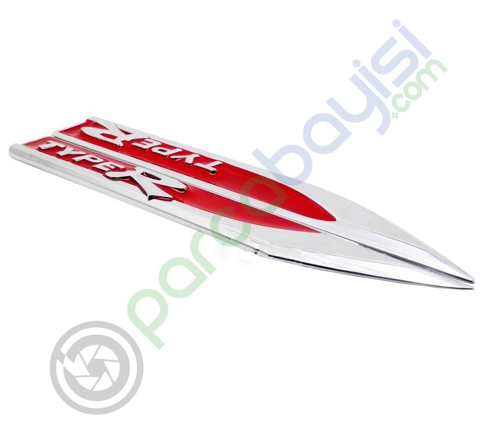 Type R 3D Logo Metal Sticker Kırmızı 2'Li Set