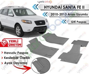 Hyundai Santa Fe 2010-2013 Arası Uyumlu Havuzlu Kesilebilir Gri Paspas