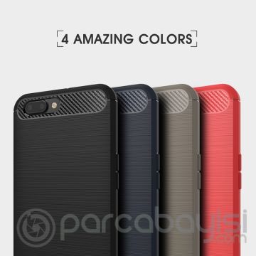 Oppo R11 Plus  Dark Ultra Koruma Karbon Fiber Doku Silikon Kılıf