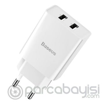 BASEUS Speed Mini Dual USB Çıkışlı 10.5W Hızlı Şarj Cihazı+İPhone Şarj Kablosu