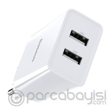 BASEUS Speed Mini Dual USB Çıkışlı 10.5W Hızlı Şarj Cihazı+İPhone Şarj Kablosu