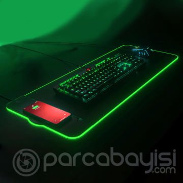 Ally 15W Hızlı Kablosuz Şarjlı RGB Işıklı Mouse Pad