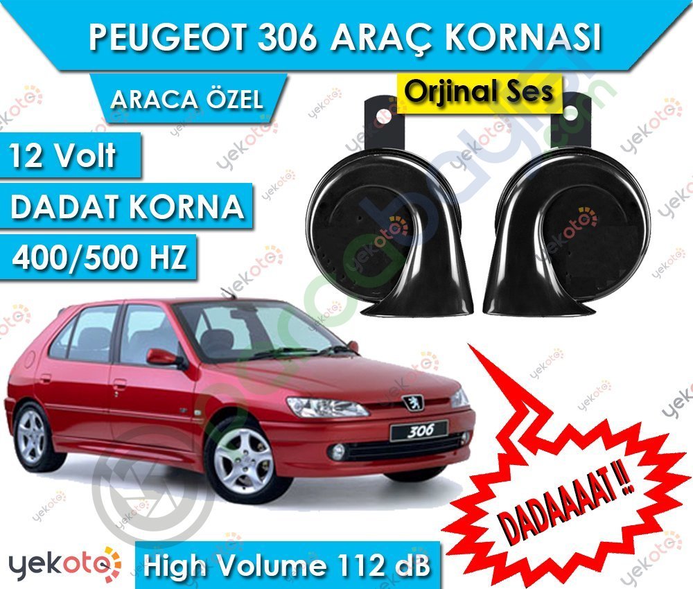 Peugeot 306 Araç Kornası 12V Dadat Korna 400/500 Hz 112 Db High Volume 2 Adet