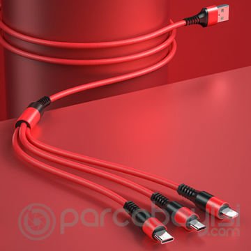 WEKOME 3WDC-125 in1 Type-C+İPhone+Micro Usb Şarj Kablsu 1.20CM