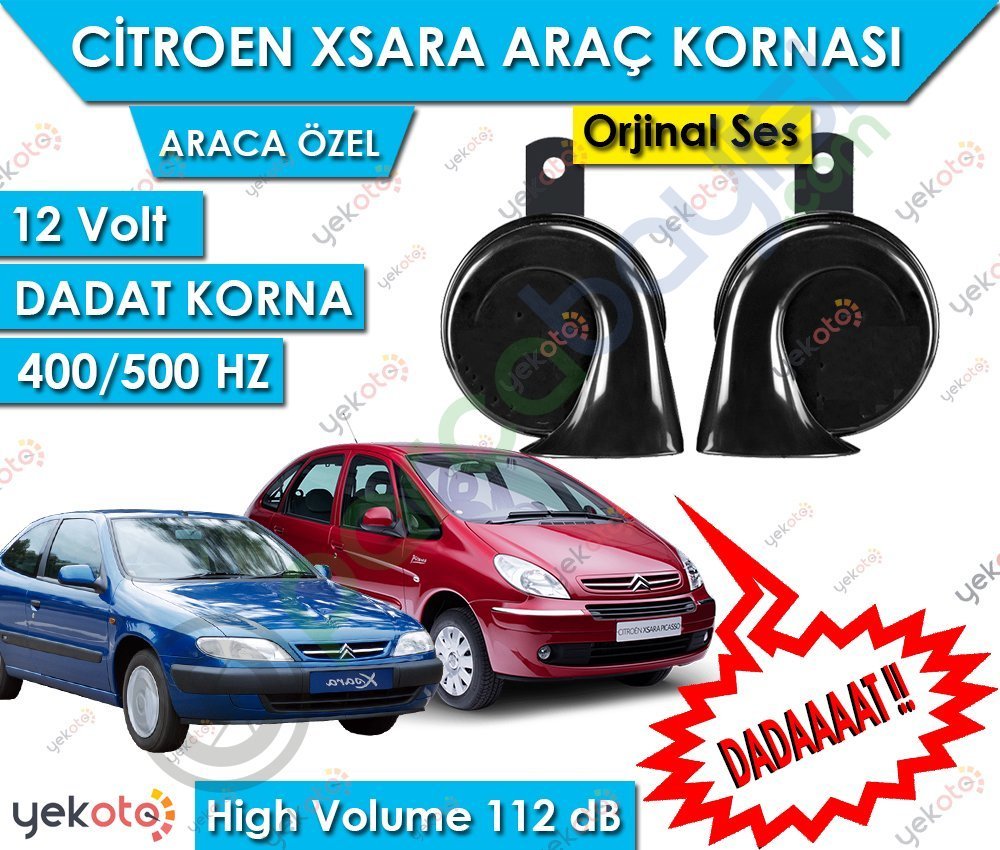 Citroen Xsara Araç Kornası 12V Dadat Korna 400/500 Hz 112 Db High Volume 2 Adet