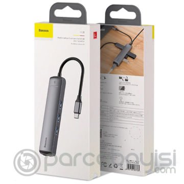 Baseus Usb Type C 6in1 HDMI 3x USB 3.0 RJ45 Çoğaltıcı Adaptör