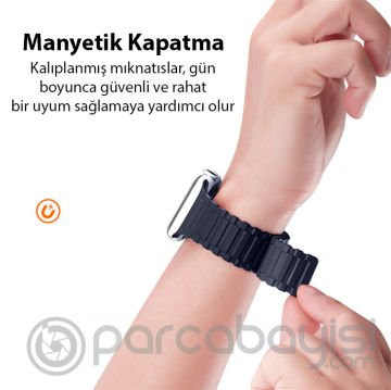 Dux Ducis Apple Watch 42-44-45MM için Manyetik Armor Silikon Kordon Kayış
