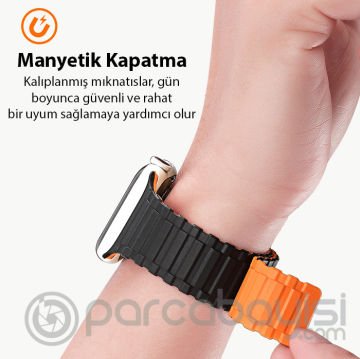 Dux Ducis Apple Watch 42-44-45MM için Manyetik Armor Silikon Kordon Kayış