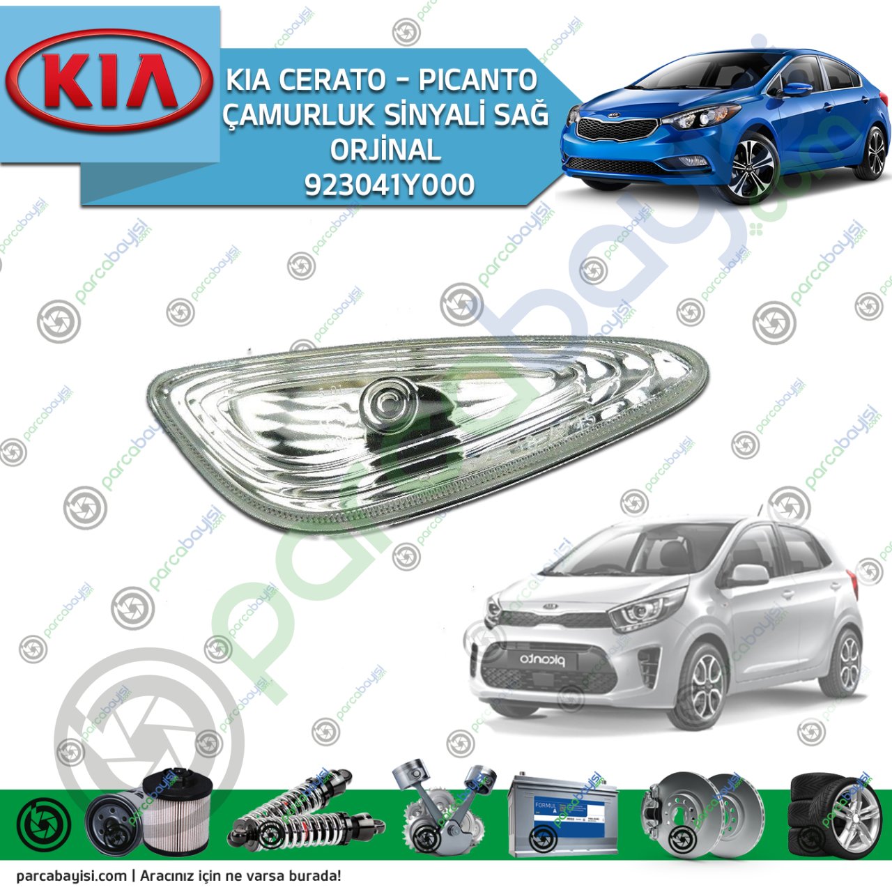 Çamurluk Sinyalı Sağ Kia Pıcanto - Cerato Uyumlu Orjinal | 923041Y000