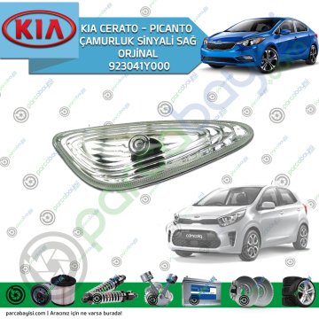 Çamurluk Sinyalı Sağ Kia Pıcanto - Cerato Uyumlu Orjinal | 923041Y000