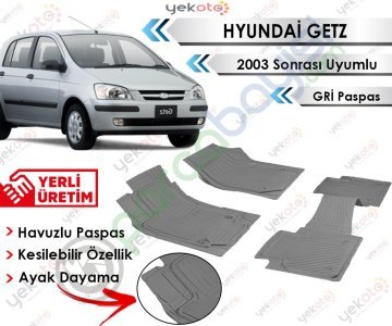 Hyundai Getz 2003 Sonrası Uyumlu Havuzlu Kesilebilir Gri Paspas