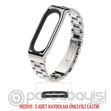Mijobs Xiaomi Mi Band 4-3 Aklıllı Saat 3 Bakla Çelik Kayış Kordon