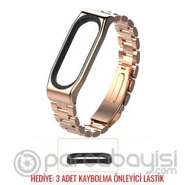 Mijobs Xiaomi Mi Band 4-3 Aklıllı Saat 3 Bakla Çelik Kayış Kordon