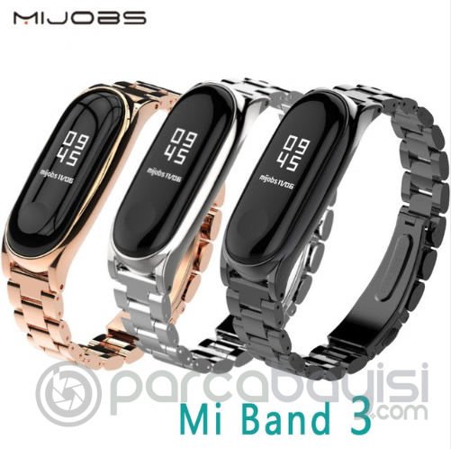 Mijobs Xiaomi Mi Band 4-3 Aklıllı Saat 3 Bakla Çelik Kayış Kordon