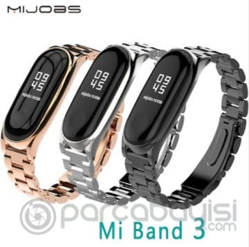 Mijobs Xiaomi Mi Band 4-3 Aklıllı Saat 3 Bakla Çelik Kayış Kordon