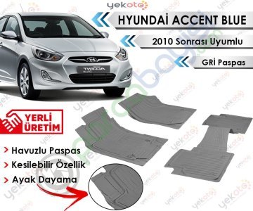 Hyundai Accent Blue 2010 Sonrası Uyumlu Havuzlu Kesilebilir Gri Paspas