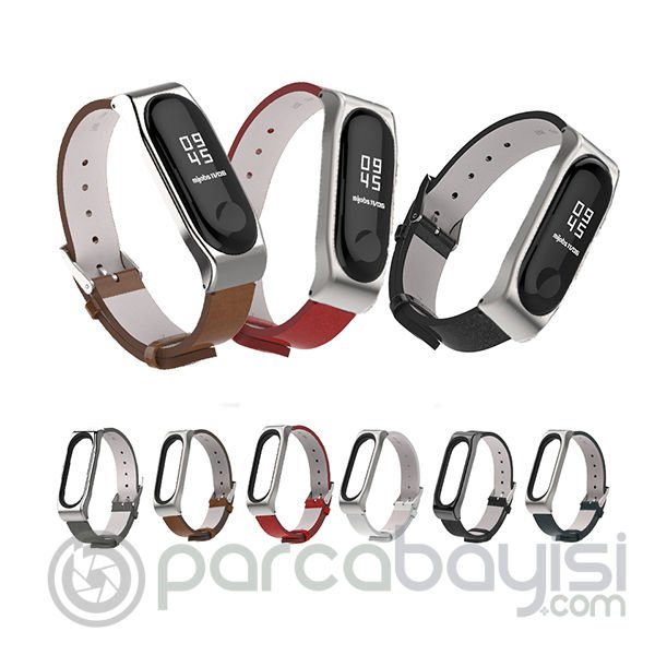 Mijobs Xiaomi Mi Band 4-3 Pu Deri Kayış Kordon