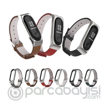 Mijobs Xiaomi Mi Band 4-3 Pu Deri Kayış Kordon