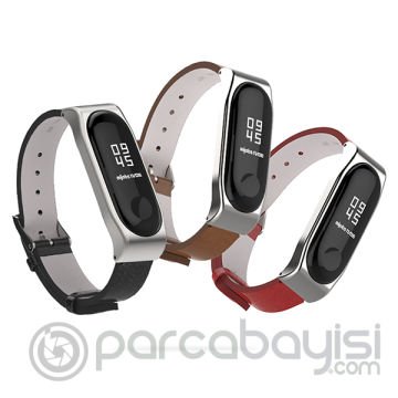 Mijobs Xiaomi Mi Band 4-3 Pu Deri Kayış Kordon