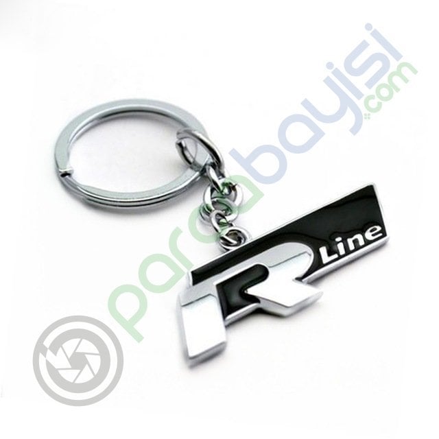 R Line Metal Anahtarlık Siyah Çift Yönlü Kaliteli