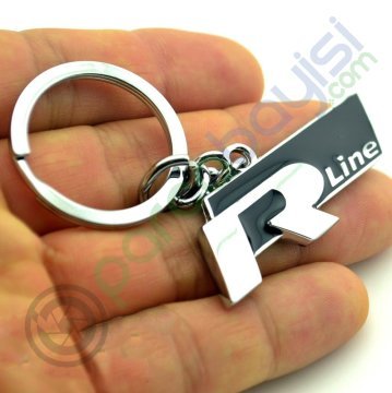 R Line Metal Anahtarlık Siyah Çift Yönlü Kaliteli