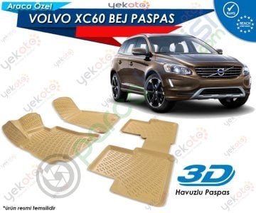 Volvo Xc60 Uyumlu Bej Araca Özel 3D Havuzlu Paspas