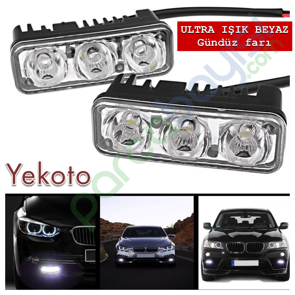 Gündüz Farı Ultra Beyaz Led Işık 3 Led Dekoratif Led
