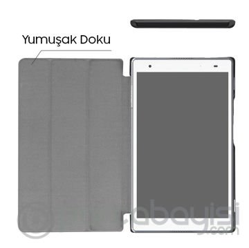 Lenovo Tab 4 8 Plus  (tb-8704 Standlı Mıknatıslı Ultra İnce Deri Kılıf