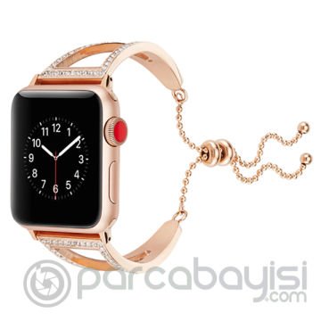 Ally Apple Watch 7-8 45mm 6-5-4 44mm Diamond İşlemeli Bayan Kordon Kayış 3-2-1 42mm