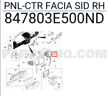 Kia Sorento Torpido Bakaliti Sağ Gri Orjinal | 847803E500Nd