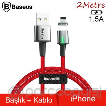 Baseus Zinc Magnetic Usb Kablo Şarj İPhone 7-8-XS-XR Başlık 2Metre 1.5A