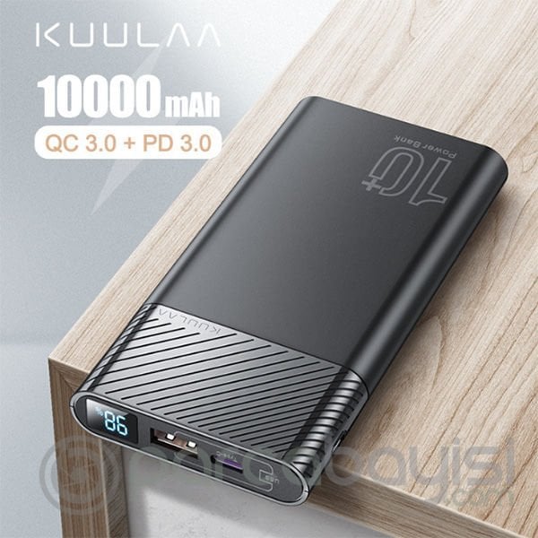 KUULAA 10000mAh USB+PD Hızlı ŞARJ Çıkışlı Power Bank Digital Display